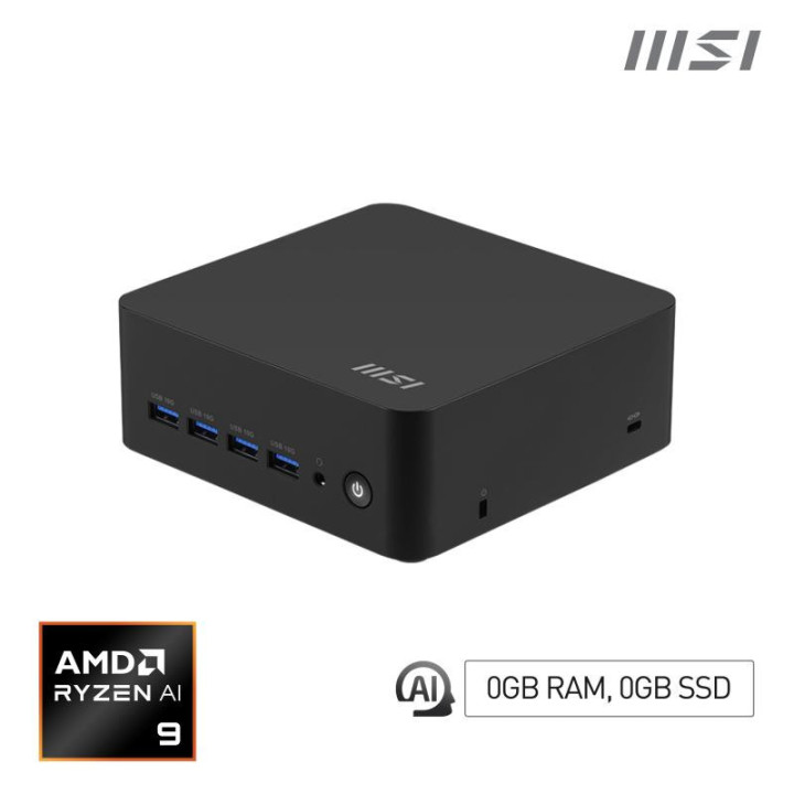 MSI Cubi Z AI 8M AMD Ryzen 9 8945HS Barebone 0.9L sized PC Noir AMD SoC 4 GHz Haut-parleurs intégrés 