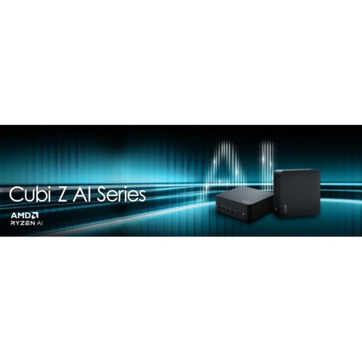 MSI Cubi Z AI 8M AMD Ryzen 9 8945HS Barebone 0.9L sized PC Noir AMD SoC 4 GHz Haut-parleurs intégrés 