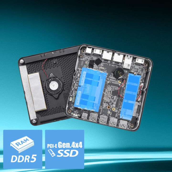 MSI Cubi Z AI 8M AMD Ryzen 9 8945HS Barebone 0.9L sized PC Noir AMD SoC 4 GHz Haut-parleurs intégrés 