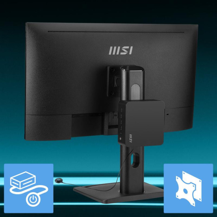 MSI Cubi Z AI 8M AMD Ryzen 9 8945HS Barebone 0.9L sized PC Noir AMD SoC 4 GHz Haut-parleurs intégrés 