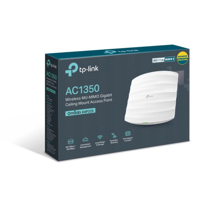 TP-LINK EAP225 - Point d'accès WiFi Mesh bi-bande AC1350 PoE Gigabit - Plafonnie 
