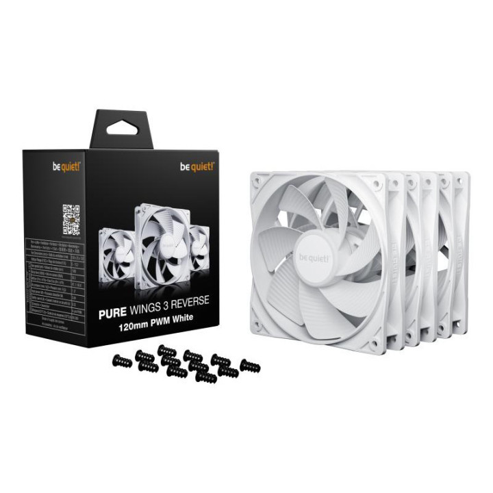 be quiet! Light Wings 120 mm PWM Reverse White | Ventilateur PC reverse noir | Pack de 3 