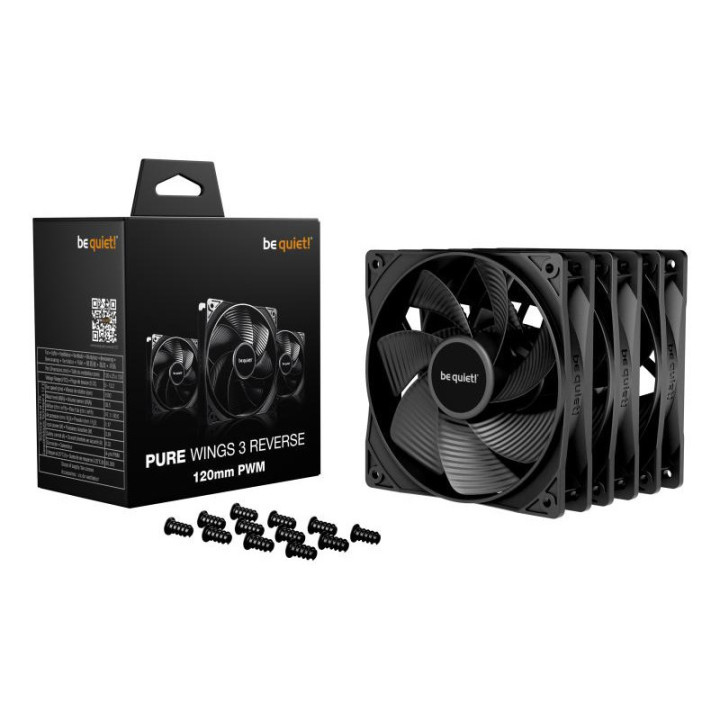 be quiet! Light Wings 120 mm PWM Reverse Black | Ventilateur PC reverse blanc | Pack de 3 