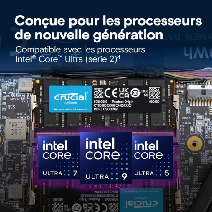 Crucial CT32G64C52CS5 module de mémoire 32 Go 1 x 32 Go DDR5 6400 MT/s 262-pin SO-DIMM 