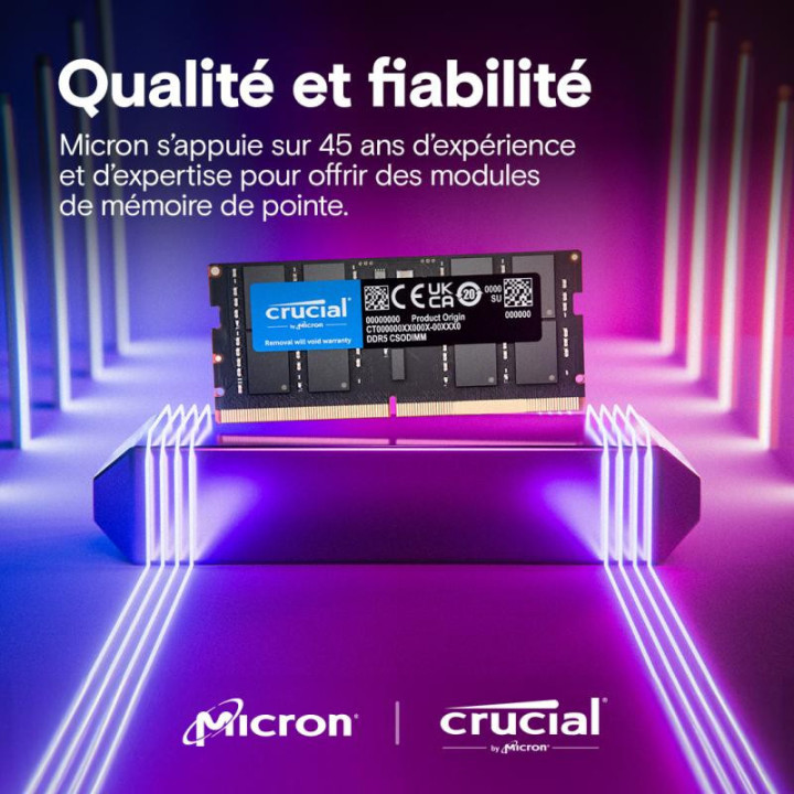 Crucial CT32G64C52CS5 module de mémoire 32 Go 1 x 32 Go DDR5 6400 MT/s 262-pin SO-DIMM 