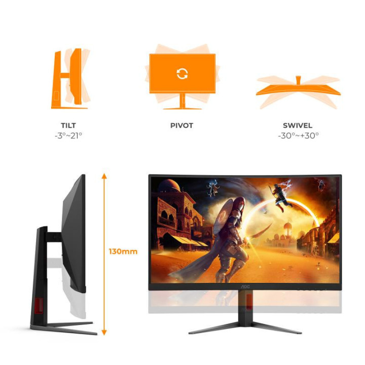 AOC G4 C27G4Z2 écran plat de PC 68,6 cm (27") 1920 x 1080 pixels Full HD LCD Noir, Rouge 