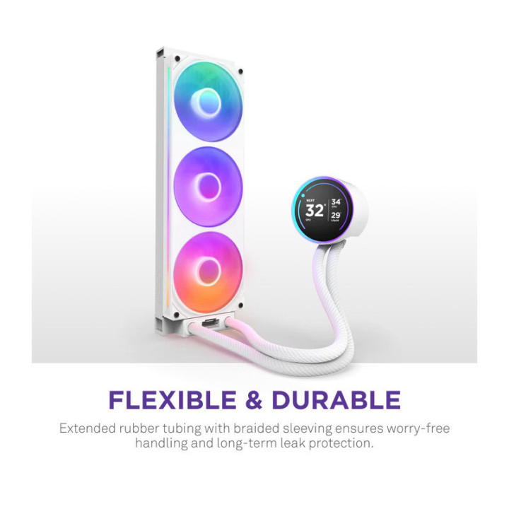 NZXT Kraken Elite 420 RGB Processeur Refroidisseur de liquide tout-en-un 14 cm Blanc 1 pièce(s) 