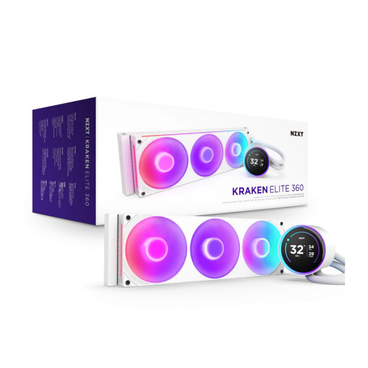 NZXT Kraken Elite 420 RGB Processeur Refroidisseur de liquide tout-en-un 14 cm Blanc 1 pièce(s) 