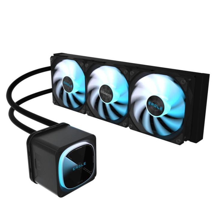 GIGABYTE EAGLE 360 Système de Refroidissement Liquide pour CPU - 3x120mm Ventilateurs ARGB, écran LCD couleur, DAISY-CHAIN, Comp