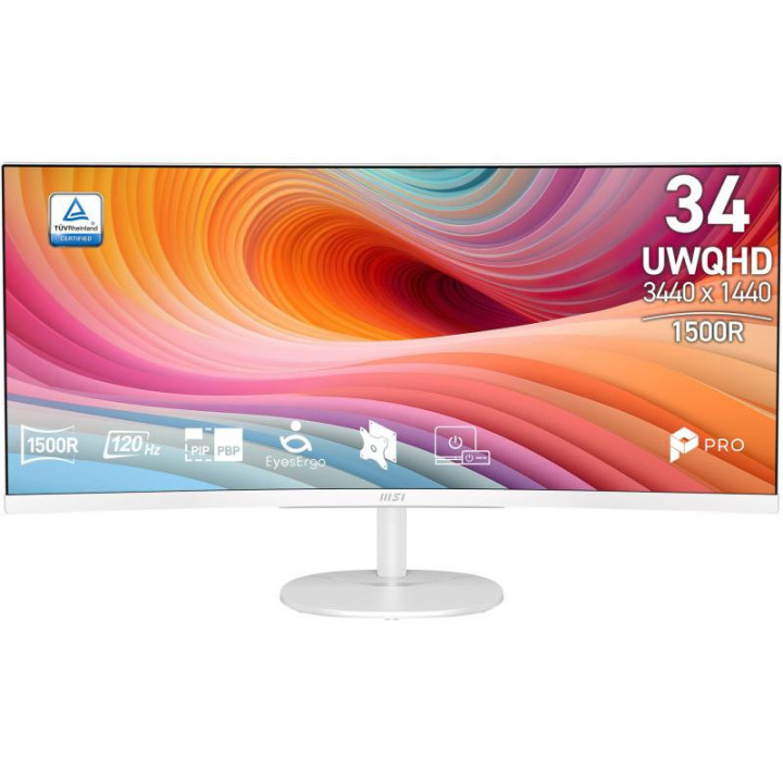 MSI Pro MP341CQW E12 écran plat de PC 86,4 cm (34") 3440 x 1440 pixels UltraWide Quad HD Blanc 