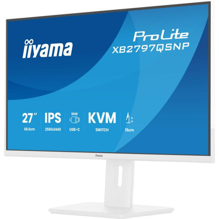 iiyama ProLite XB2797QSNP-W1 27" IPS LCD écran plat de PC 68,6 cm (27") 2560 x 1440 pixels Quad HD Blanc 