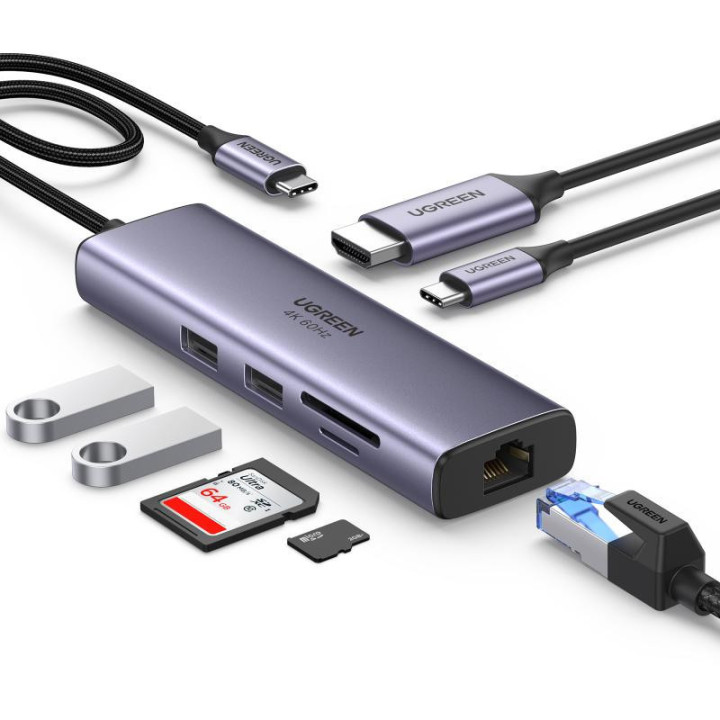 UGREEN Adaptateur Multiport 7-en-1 4K HDMI vers USB C *60515 