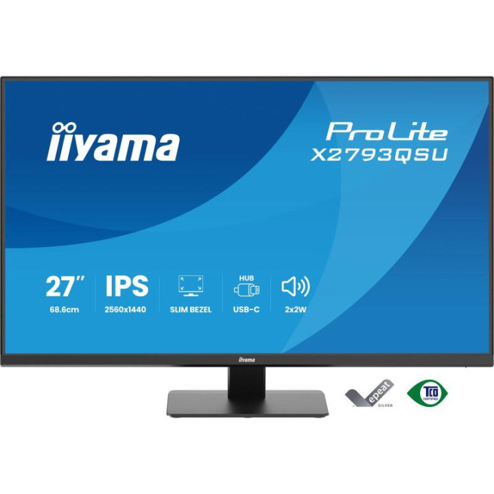 iiyama ProLite X2793QSU-B1 écran plat de PC 68,6 cm (27") 2560 x 1440 pixels Quad HD LED Noir 