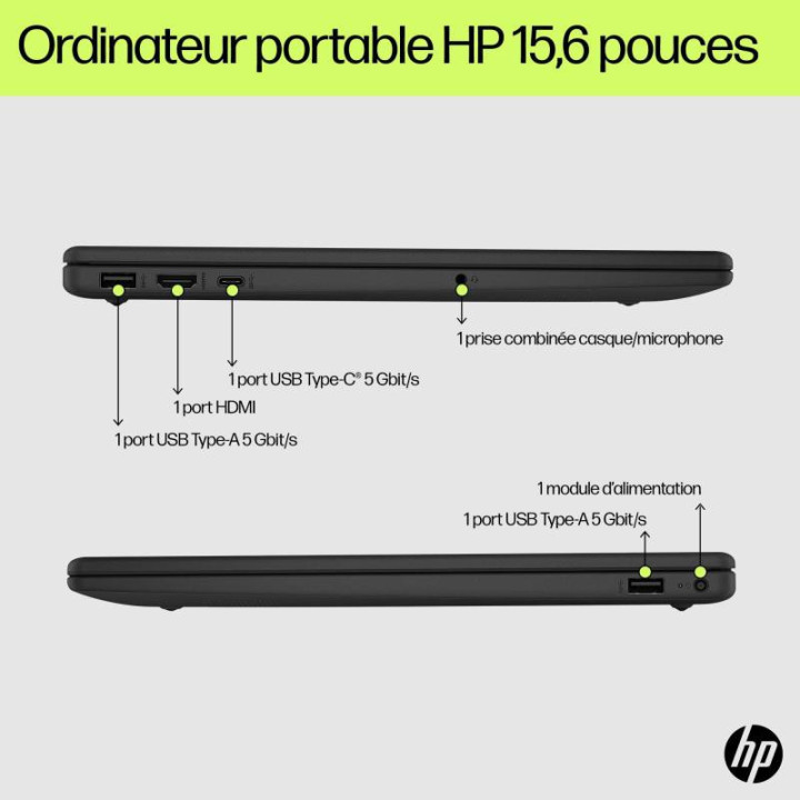 HP 15-fd0011nf Intel Core 7 150U Ordinateur portable 39,6 cm (15.6") Full HD 16 Go DDR5-SDRAM 512 Go SSD Wi-Fi 6 (802.11ax) Wind
