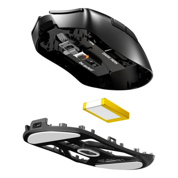 be quiet! Dark Perk Ergo | souris gaming sans fil | ultra-légère | Capteur PixArt PAW3950 | design amibidextre 