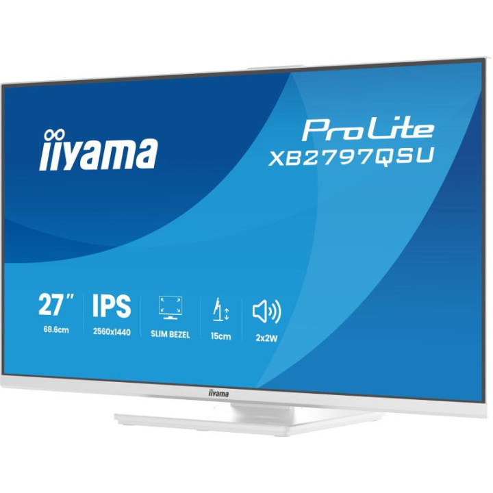 iiyama ProLite XB2797QSU-W1 écran plat de PC 68,6 cm (27") 2560 x 1440 pixels Quad HD LED Blanc 