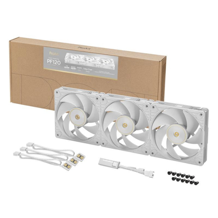 ASUS ProArt PF120 Fan PWM White 3in1 Boitier PC Ventilateur 12 cm Blanc 3 pièce(s) 