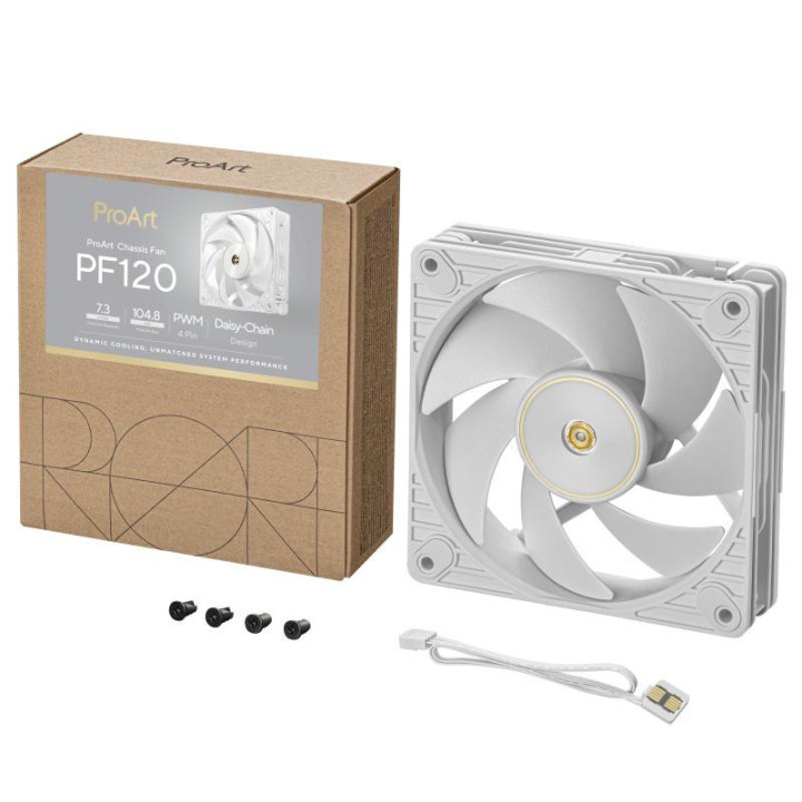 ASUS ProArt PF120 Fan PWM White Boitier PC Ventilateur 12 cm Blanc 1 pièce(s) 