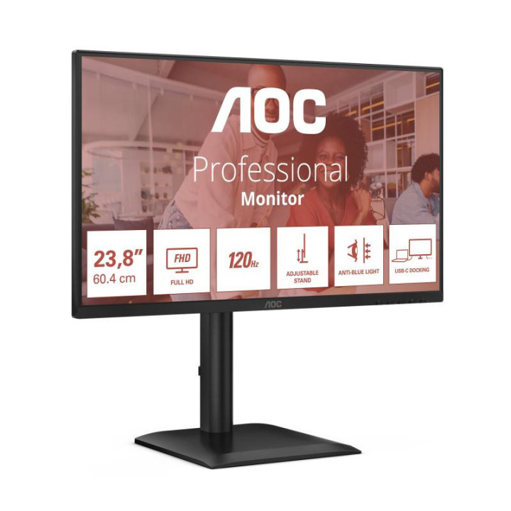 AOC E4 24E4CV écran plat de PC 60,5 cm (23.8") 1920 x 1080 pixels Full HD LED Noir 