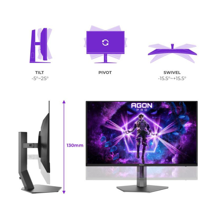 AOC AGON PRO AG326UZD2 écran plat de PC 80 cm (31.5") 3840 x 2160 pixels 4K Ultra HD OLED Noir 