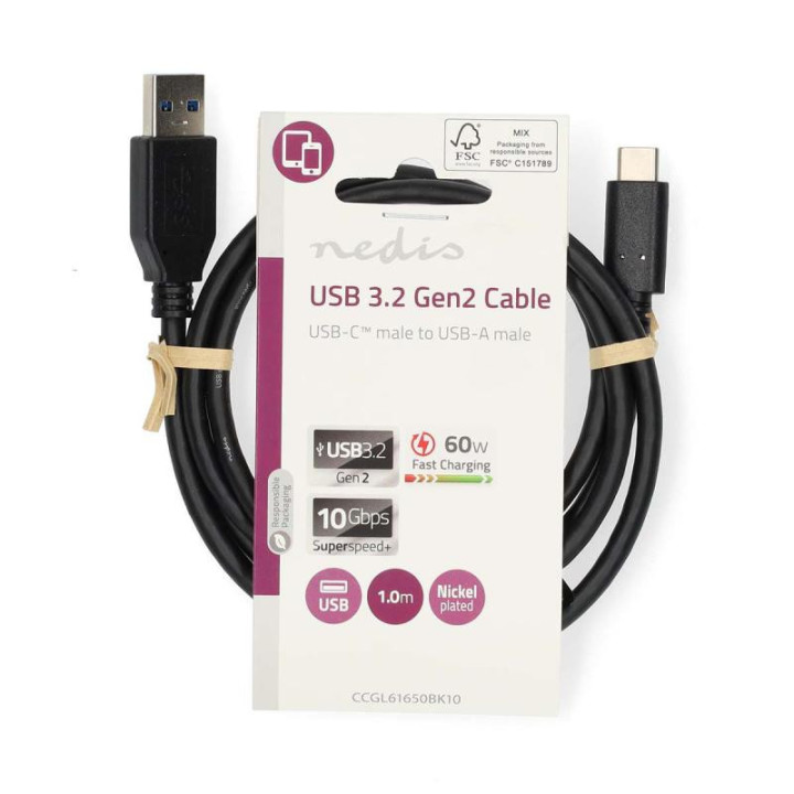 CABLE USB 3.2 GEN 2 A-Male  C-Male 1m 