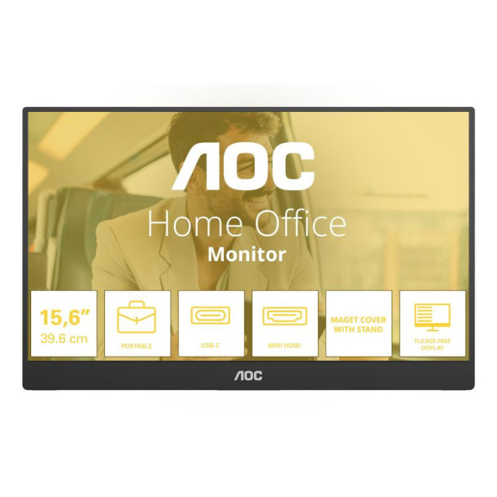 AOC 16T20E2 téléviseur et moniteur portables Moniteur portable Noir 39,6 cm (15.6") LED 1920 x 1080 pixels 