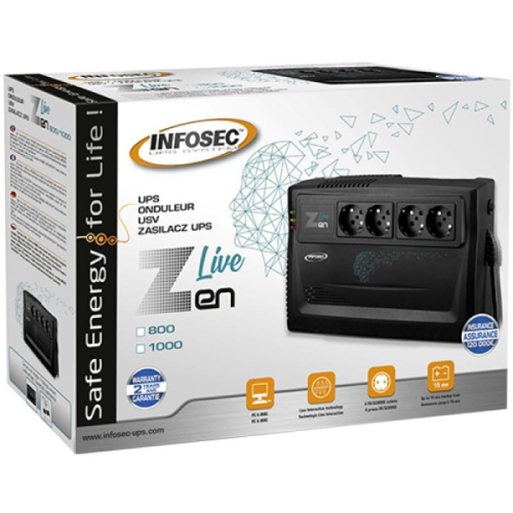 INFOSEC ZEN LIVE 1000- Line interactive- 1000 VA 