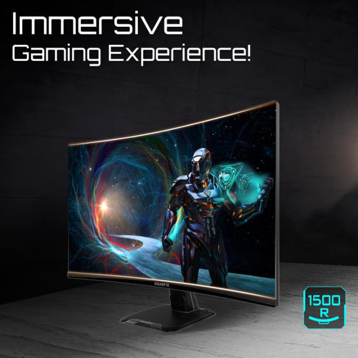 GIGABYTE GS27QCA 27" Moniteur Gaming Incurvé QHD - 2560 x 1440, 180Hz, 1ms, 250 cd/m², FreeSync, HDR Ready, HDMI 2.0, DisplayPor