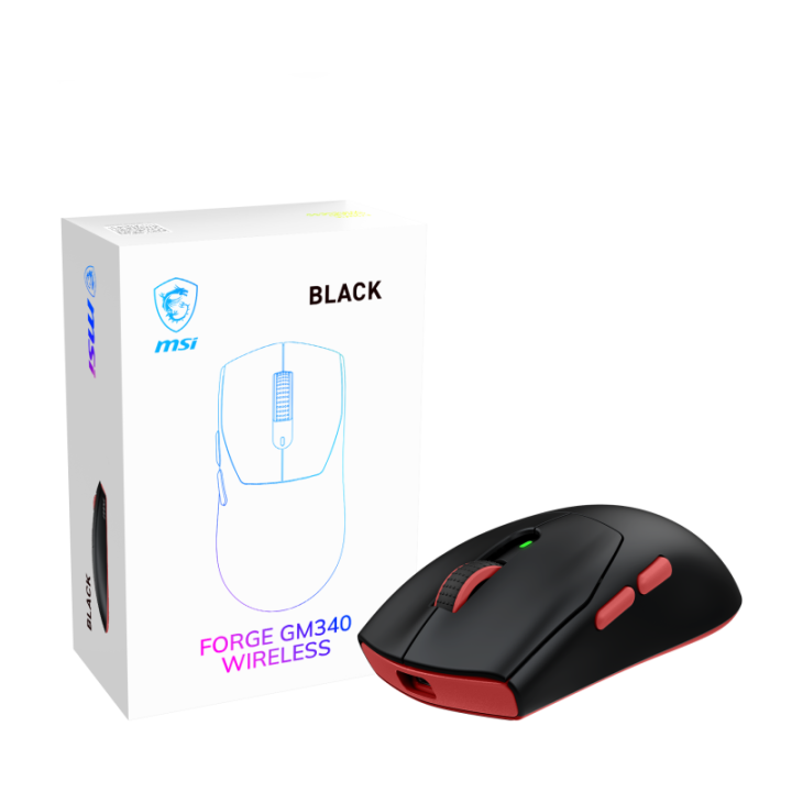 MSI Forge Gm340 Wireless Black souris Gaming Ambidextre RF sans fil + Bluetooth Optique 12000 DPI 