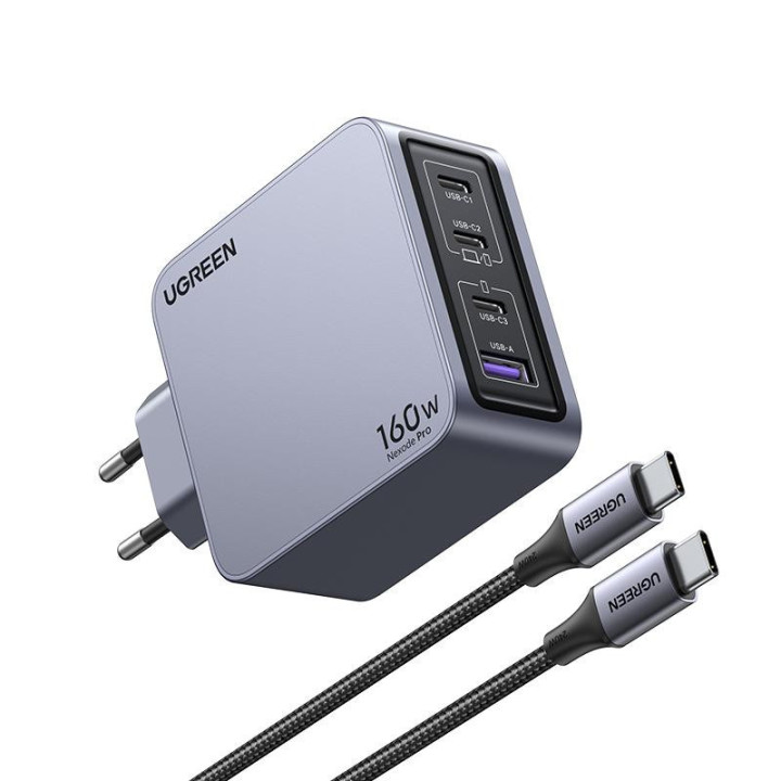 UGREEN Chargeur Sect 160W 4 Ports +Câble USB-C > USB-C 240W *25877 