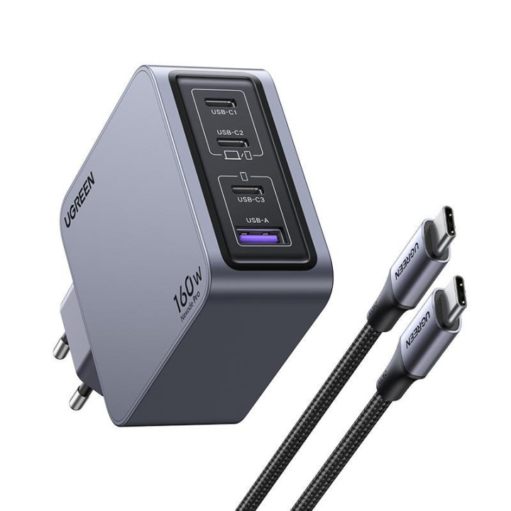 UGREEN Chargeur Sect 160W 4 Ports +Câble USB-C > USB-C 240W *25877 