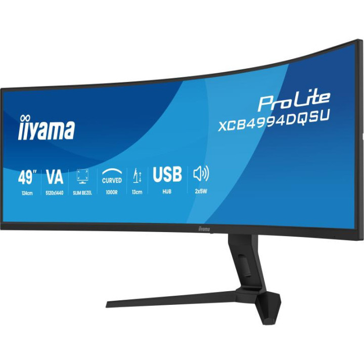 iiyama ProLite XCB4994DQSU-B1 écran plat de PC 124,5 cm (49") 5120 x 1440 pixels Dual QHD LCD Noir 