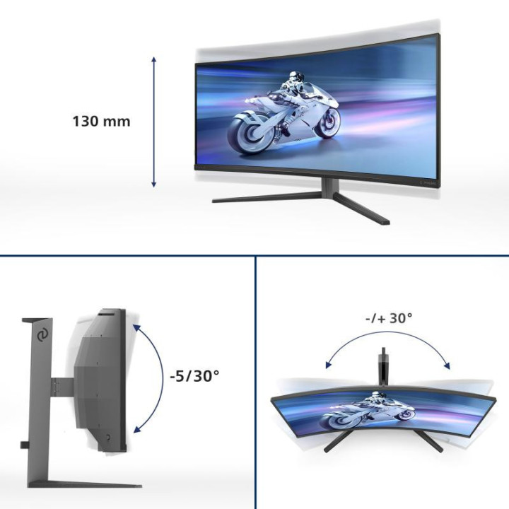 Philips Evnia 6000 34M2C6500/00 écran plat de PC 86,4 cm (34") 3440 x 1440 pixels Wide Quad HD QD-OLED Gris 