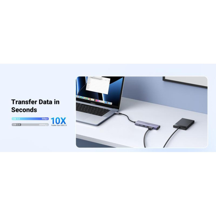 UGREEN Hub 5 en 1 3xUSB3.2/USB-C/HDMI 4K *15596 
