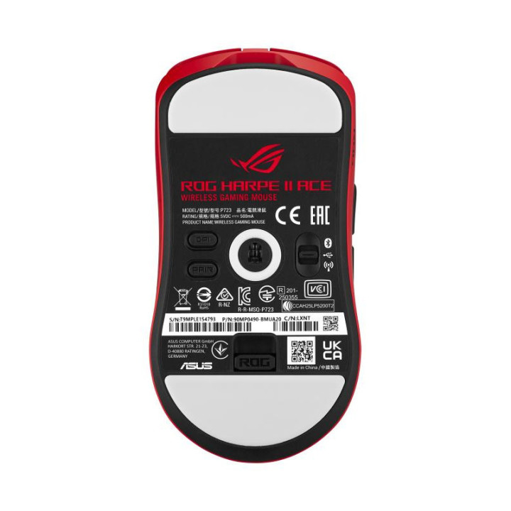 ASUS ROG Harpe II Ace RED souris Gaming Droitier RF Wireless + Bluetooth + USB Type-A Optique 42000 DPI 