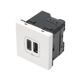 Sommer cable FICHE MODULE USB C et USB  45x45 mm, plastique, blanc 