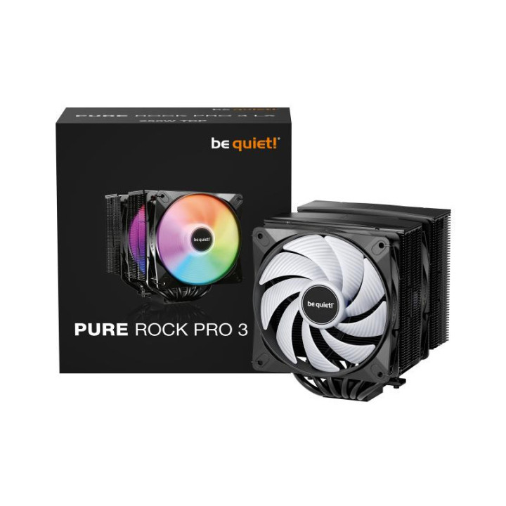 be quiet! PURE ROCK PRO 3 Black| Ventirad double tour, socket Intel et AMD, finition noire, ARGB 