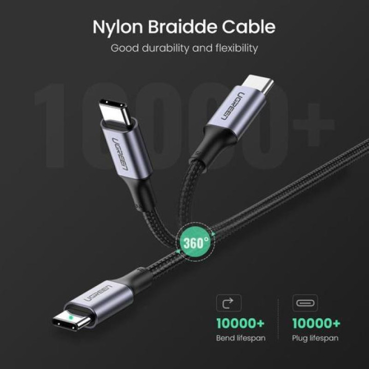 UGREEN Câble Renforcé 2m USB-C > USB-C Noir PD 100W *70429 