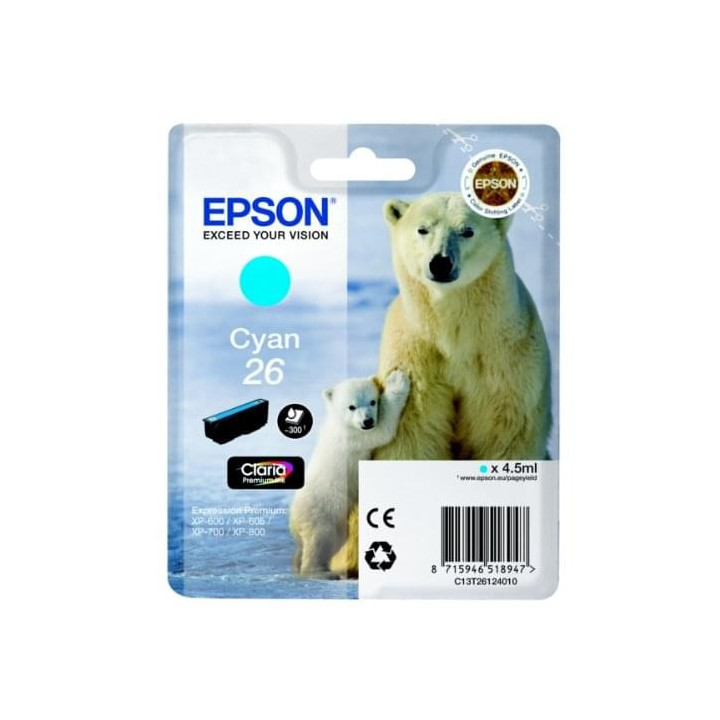 Cartouche d'encre Cyan 26 - T2612 - C13T26124010 | Epson 