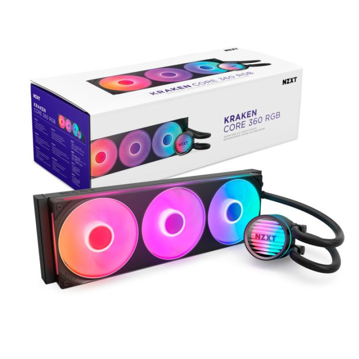 NZXT Kraken Core 360 RGB Processeur Kit de refroidissement du liquide 12 cm Noir 1 pièce(s) 