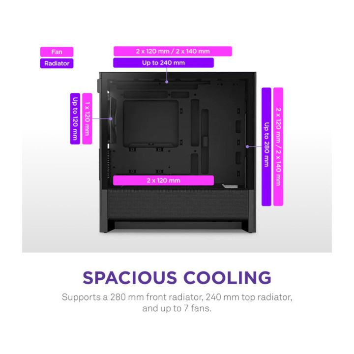 NZXT H3 Flow micro-ATX Mid-tower Case - All Black Color 