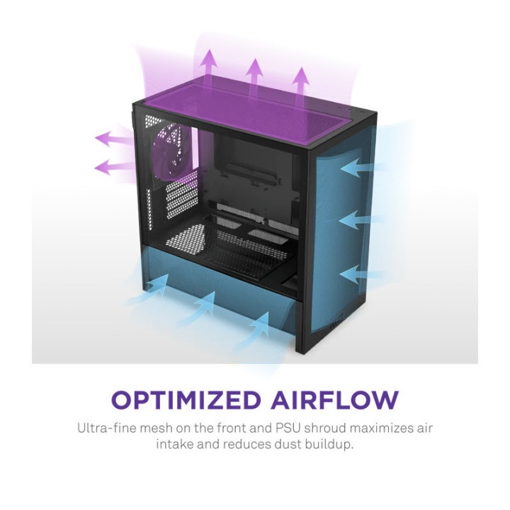 NZXT H3 Flow micro-ATX Mid-tower Case - All Black Color 