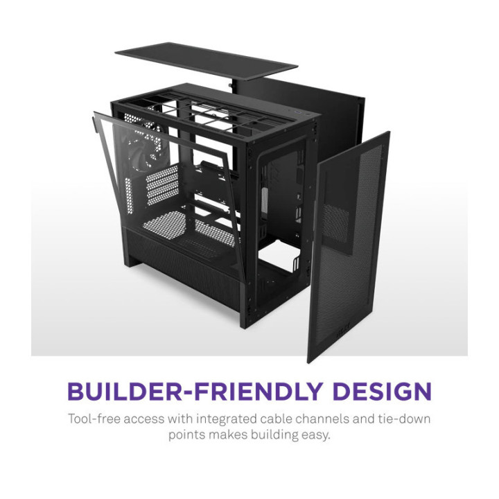 NZXT H3 Flow micro-ATX Mid-tower Case - All Black Color 