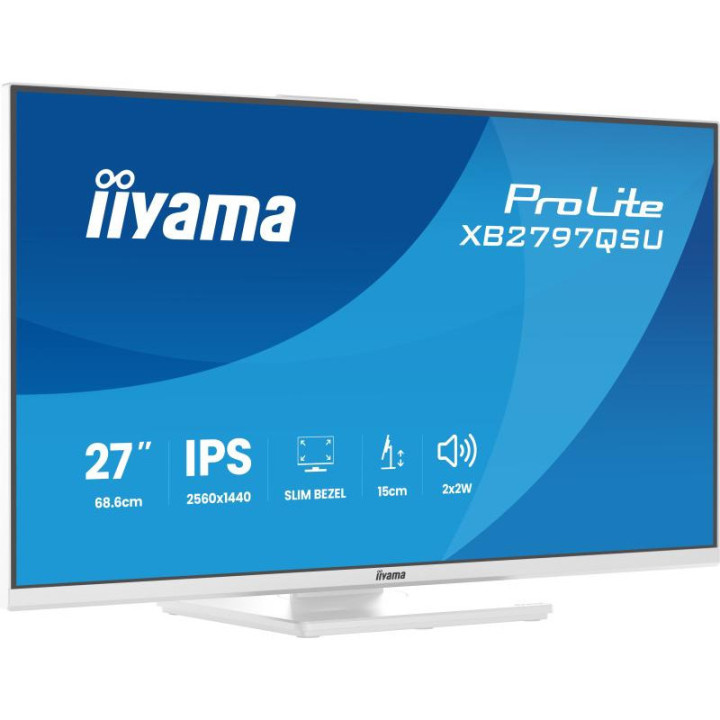iiyama ProLite XB2797QSU-W1 écran plat de PC 68,6 cm (27") 2560 x 1440 pixels Quad HD LED Blanc 