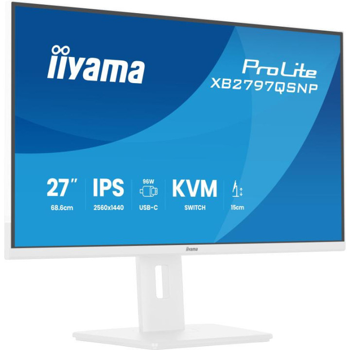 iiyama ProLite XB2797QSNP-W1 27" IPS LCD écran plat de PC 68,6 cm (27") 2560 x 1440 pixels Quad HD Blanc 