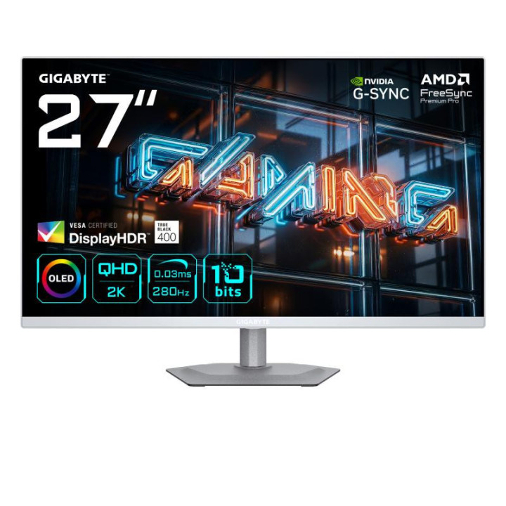 GIGABYTE MO27Q2A ICE 27? OLED 2K QHD Gaming Monitor - 2560 x 1440, 280Hz, 0.03ms, 250 cd/m², FreeSync Premium Pro, DisplayHDR Tr