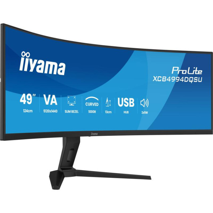 iiyama ProLite XCB4994DQSU-B1 écran plat de PC 124,5 cm (49") 5120 x 1440 pixels Dual QHD LCD Noir 