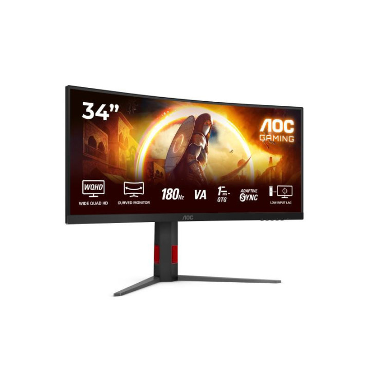 AOC G4 CU34G4 écran plat de PC 86,4 cm (34") 3440 x 1440 pixels Wide Quad HD LED Noir, Rouge 