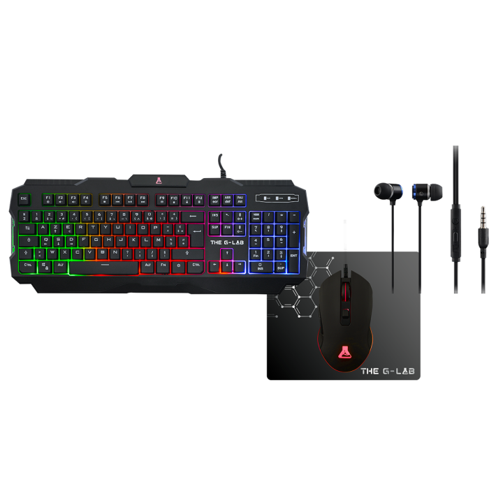 Combo Helium - Ecouteurs/Clavier/Souris/Tapis | The G-LAB 