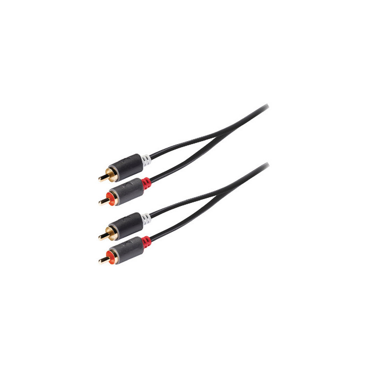 Cable audio stereo 2x Rca male - male 2x 2.00 M Gr - KNA24200E20 | Générique 